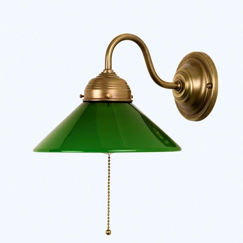 BERLINER MESSINGLAMPEN APPLIQUE KONRAD AVEC ABAT-JOUR VERT
