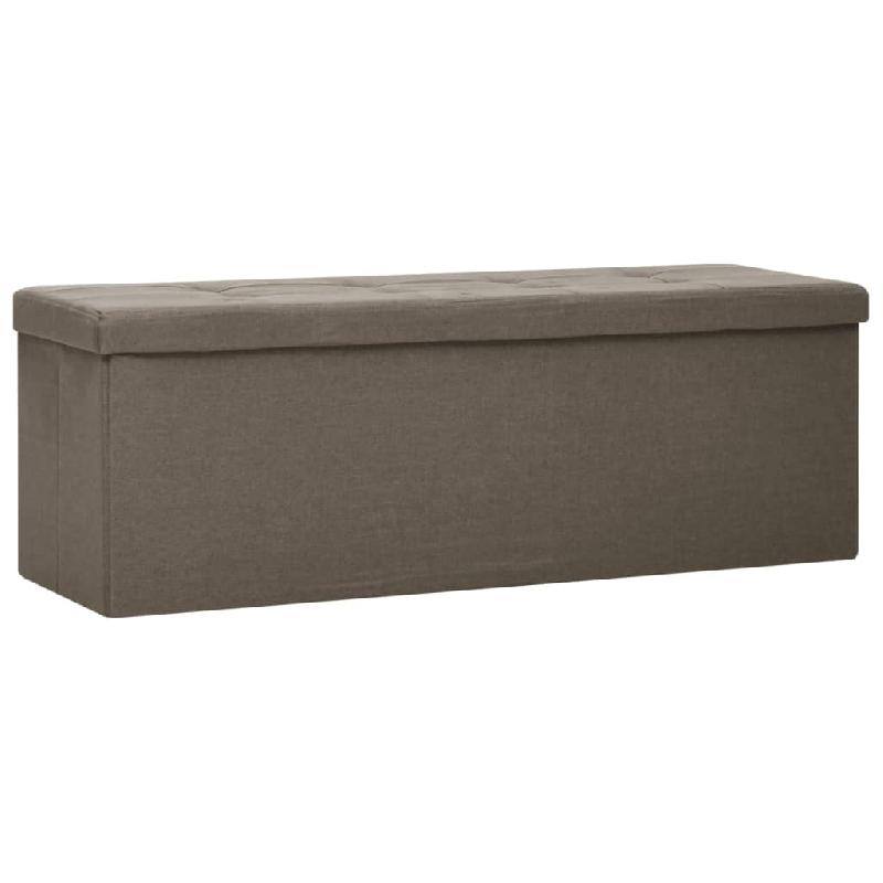 Banquette de rangement pliable 110x38x38cm en lin synthétique marron - Siège rembourré confortable avec espace de rangement_0