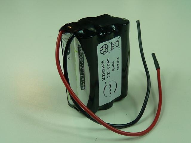 BATTERIE NIMH 6X AAA 6S1P ST2 7.2V 800MAH FILS_0