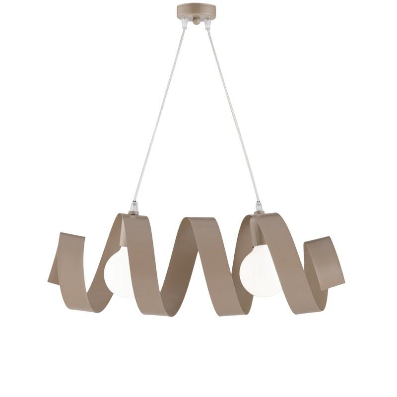 BeLight Helix Suspension en fer laqué gris tourterelle mat avec câble électrique réglable 2 lumières L. 54x20 BL141-2-TO - marron 8050713211639_0