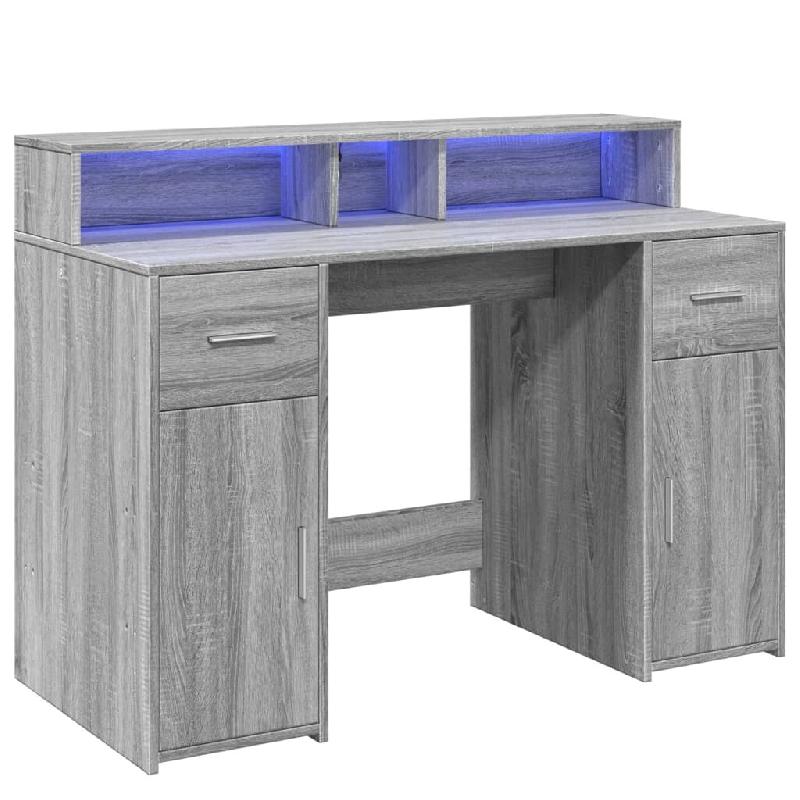 Bureau et lumières LED sonoma gris 120x55x91cm bois ingénierie Modèle Atlas Office Pro Élégance - 8721158402516_0