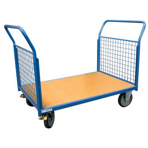 CHARIOT 800X1200 MM 2 DOS GRILLAGÉS ROUE À BANDAGE TPE BLEU - FIMM