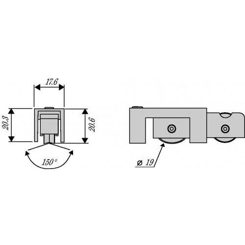 CHARIOT DOUBLE NON RÉGLABLE POUR COULISSANT EN ALUMINIUM - TYPE 3621 LA CROISÉE DS