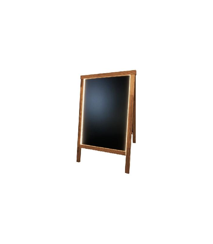 Chevalet stop trottoir en bois - Éclairage LED et batterie 9 800 mAh - Référence : LSTF49CH-LED-BA98_0