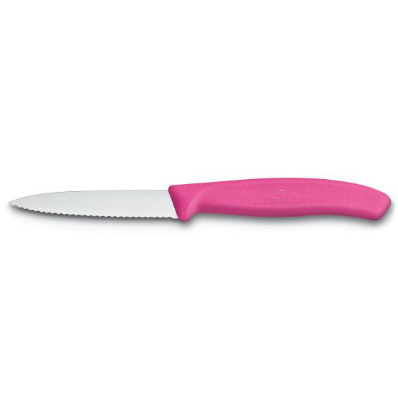 COUTEAU D'OFFICE LAME DENTÉE 8CM MANCHE SYNTHÉTIQUE ROSE - VICTORINOX - SWISSCLASSIC
