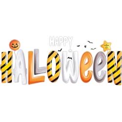 Deco-Vitres Vitrophanie grand texte Happy Halloween - 53,9 x 135 cm - multicolore HALL104L_0