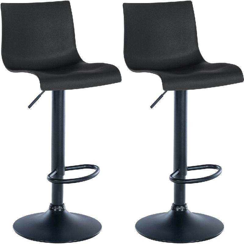Décoshop26 - Lot de 2 tabourets de bar design simple avec repose-pieds en plastique noir pieds en métal noir 10_0004047 - noir métal 3000251907742_0
