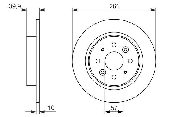 Disque de frein Bosch 0986479597 - arrière - plein - boîte de 2 disques - 4 trous - épaisseur 10 mm_0