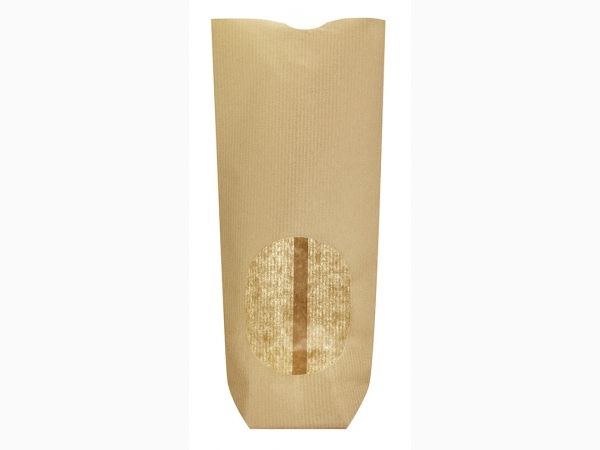 Emballage écologique - deltasacs - sac fond carton kraft avec fenêtre ovale - 100 x 220 mm - TKF3_0