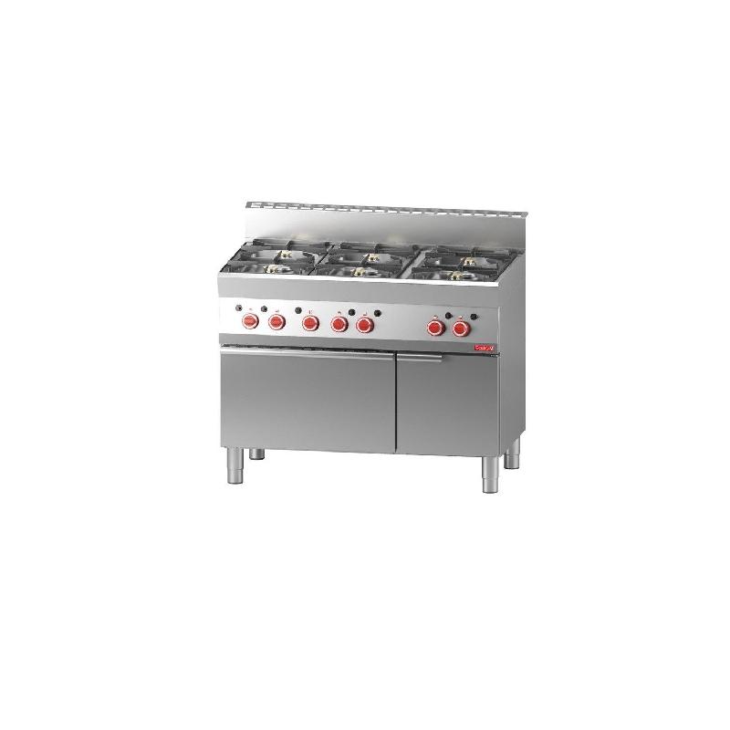 Fourneau inox à gaz 6 feux vifs sur four gaz, 30 800 W, GAZ_0