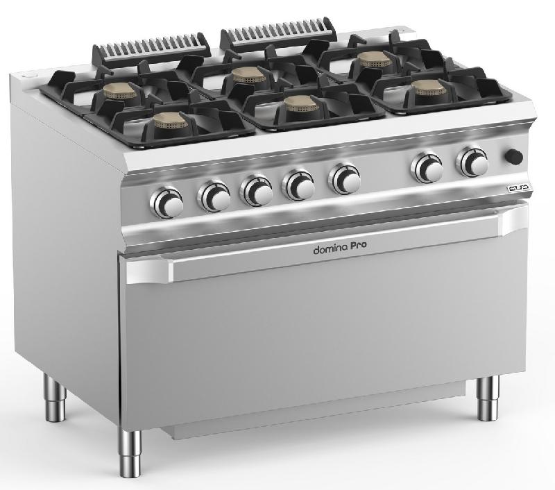Fourneau professionnel a gaz 6 feux vif 7 kw sur grand four a gaz d... - PFB711FGMXL_0