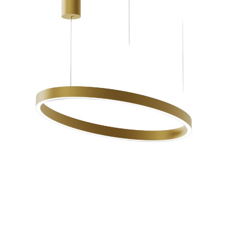 Gea Luce Lampe À Suspension Criseide S/1P Oval - 30W+30W Led 3000K Dimmable En Or Brossé, Structure En Aluminium, Diffuseur En Silicone - Gealuce -_0