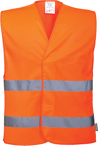 Gilet réfléchissant double bande orange C474 - coupe ample, très léger, certifié CE et EN ISO 20471_0