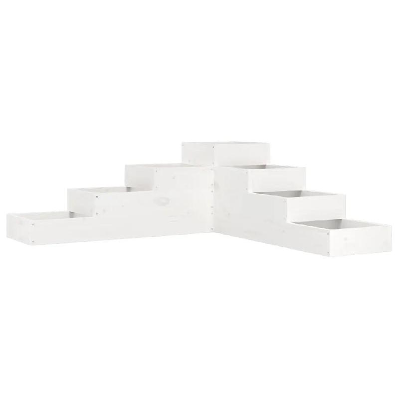 Helloshop26 - Jardinière 4 niveaux en bois massif design en forme de L pour balcon 106 x 104,5 x 36 cm en bois de pin blanc 02_0048510 - blanc Bois m_0