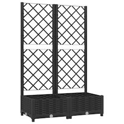 Helloshop26 - Jardinière bac lit surélevé plantes fleurs terrasse jardin avec treillis 80 x 40 x 121,5 cm PP noir 02_0038304 - 3000214209784_0