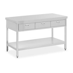 Helloshop26 - Table de travail avec tiroirs 150 x 60 cm 295 kg table plan de travail table de travail atelier acier inoxydable 14_0005146 - 3000229511_0