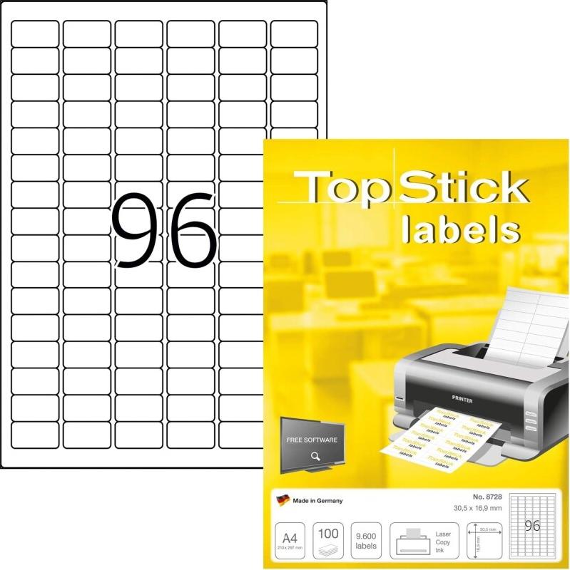 HERMA 9600 étiquettes blanches Top Stick, format 30,5 x 16,9 mm (100 feuilles A4 / cdt) - 4023145087282_0