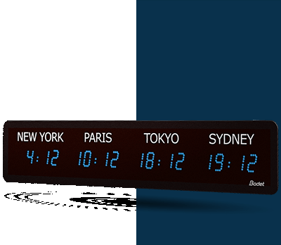 Horloge Style II, 3 fuseaux horaires, 230V, Radio ALS et DCF, LED bleue - BODET_0