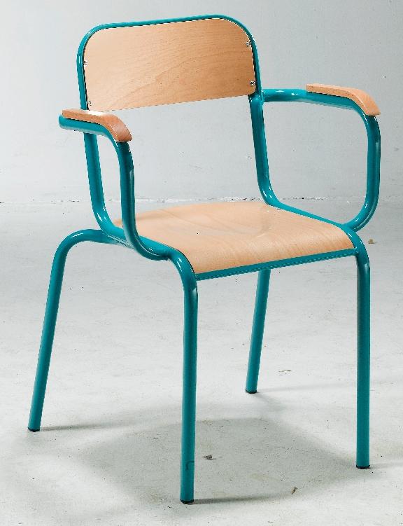 FAUTEUIL DE MAÎTRE AVEC ACCOUDOIRS BOIS, COLORIS GRIS RAL 9006 - MANUTAN COLLECTIVITÉS