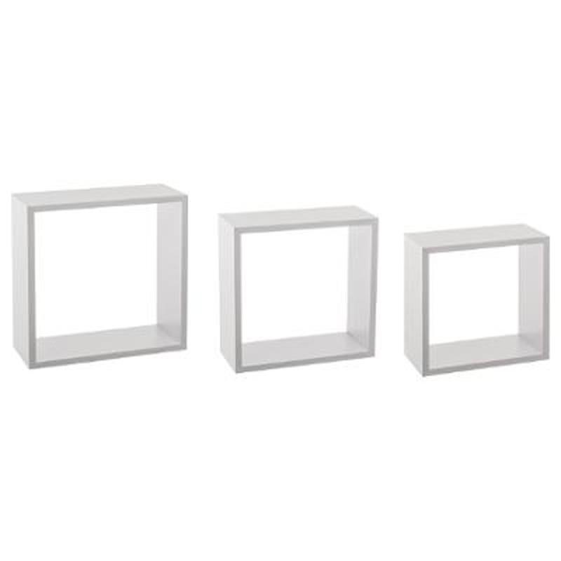 Lot de 3 étagères murales cube blanc - 3 tailles différentes - Paris Prix_0