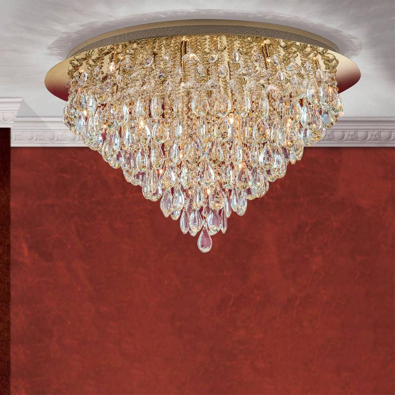 ORION PLAFONNIER CELESTE AVEC CRISTAUX K9, Ø75CM, OR