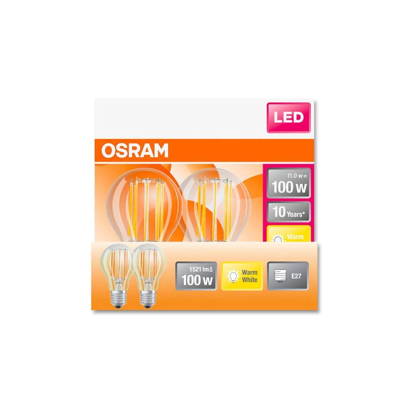 OSRAM RETROFIT LED E27 11 W FIL 827 1 521 LM X2