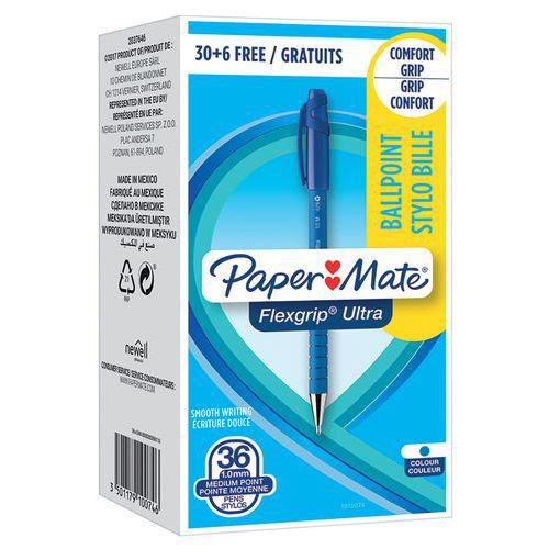 PAPER MATE FLEXGRIP ULTRA RÉTRACTABLE POINTE 10 MM - BLEU - PAPERMATE
