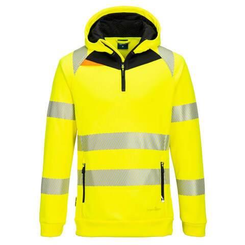 PORTWEST DX482 DX4 HI-VIS 1/4 ZIP HOODIE JAUNE/NOIR - TAILLE L