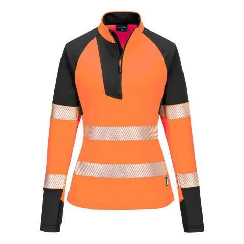 PORTWEST T173 SWEATSHIRT ZIPPÉ HV POUR FEMME PW3 ORANGE/NOIR - TAILLE M