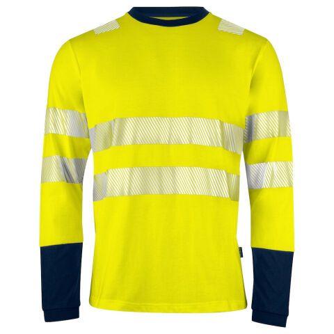 PROJOB 6014 T-SHIRT MANCHES LONGUES ISO 20471 CLASSE 3/2 JAUNE/MARINE - TAILLE M