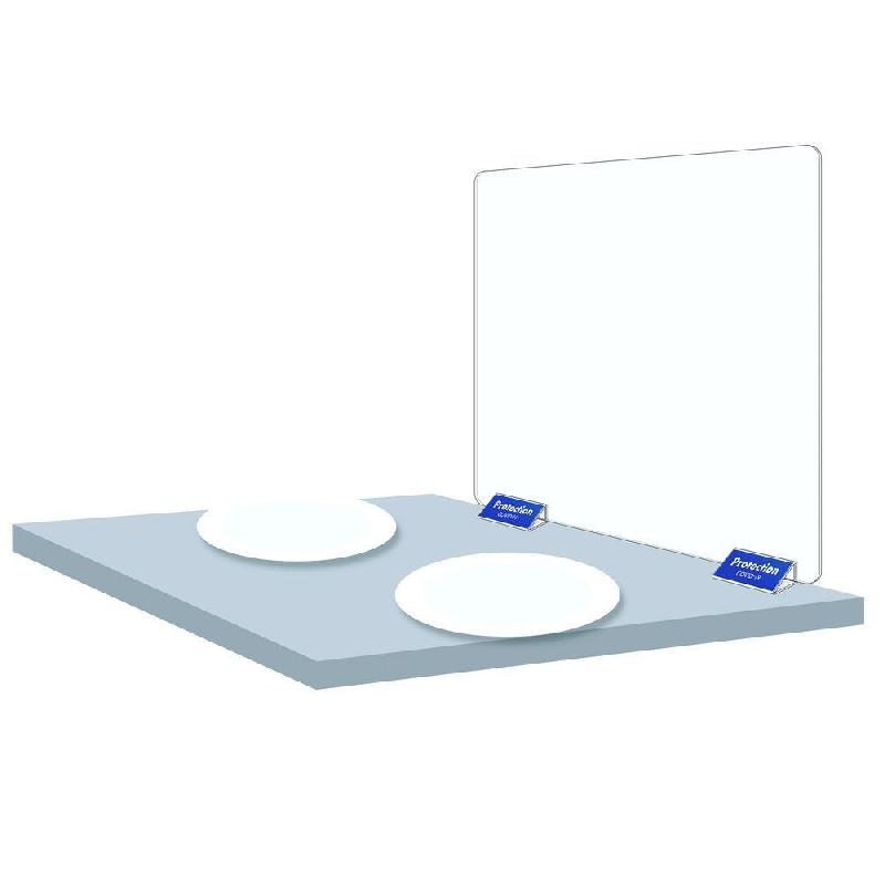 Protection bout de table plexi 3mm 1 façade 600x600mm + 2 socles_0