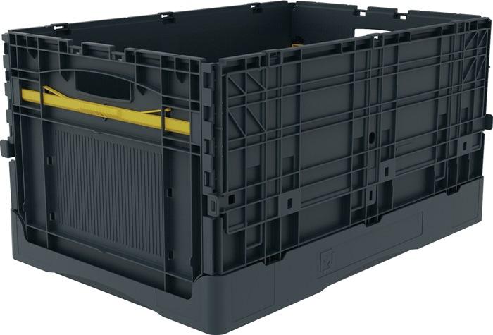 Récipient à clapet 80L gris foncé - L600 x l400 x H400mm avec couvercle en polypropylène_0
