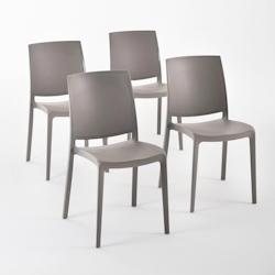 RATTATAN Set 4 Chaises en polypropylène avec fibre de verre empilables pour extérieur et jardin, bar et restaurant, cuisine  moderne - CARMEN - Tour_0