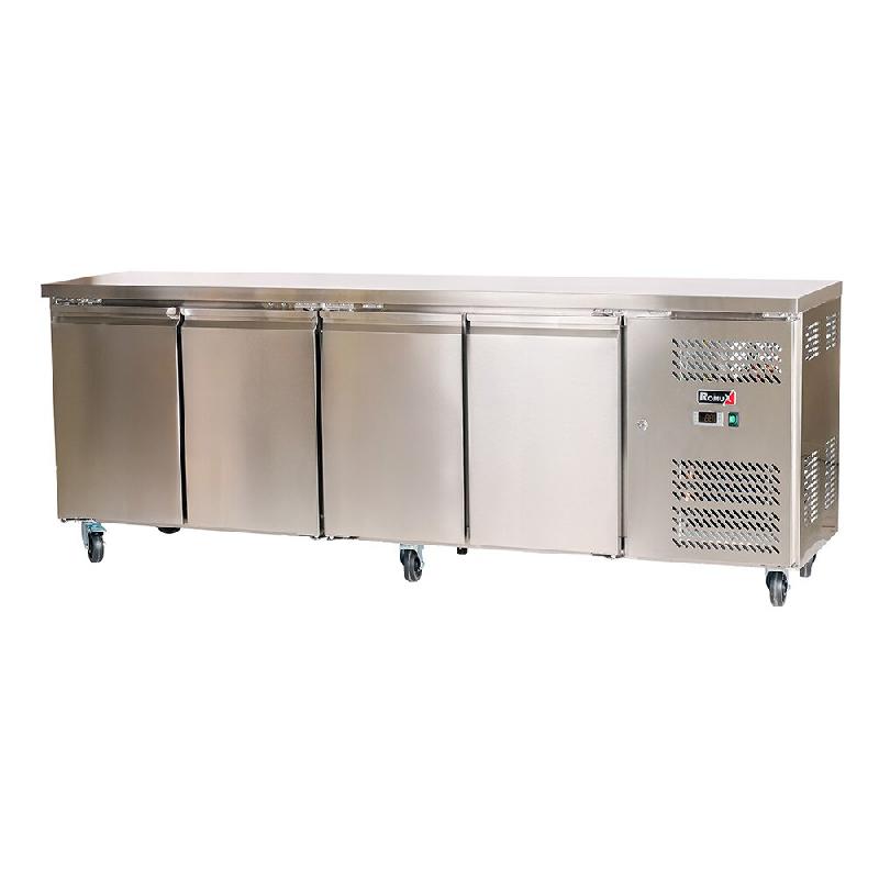 Romux® Table Réfrigérée Négative 4 Portes 225x60 cm avec Refroidissement Froid Ventilé | Table de Congélation en Acier Inox Capacité 553 L et_0