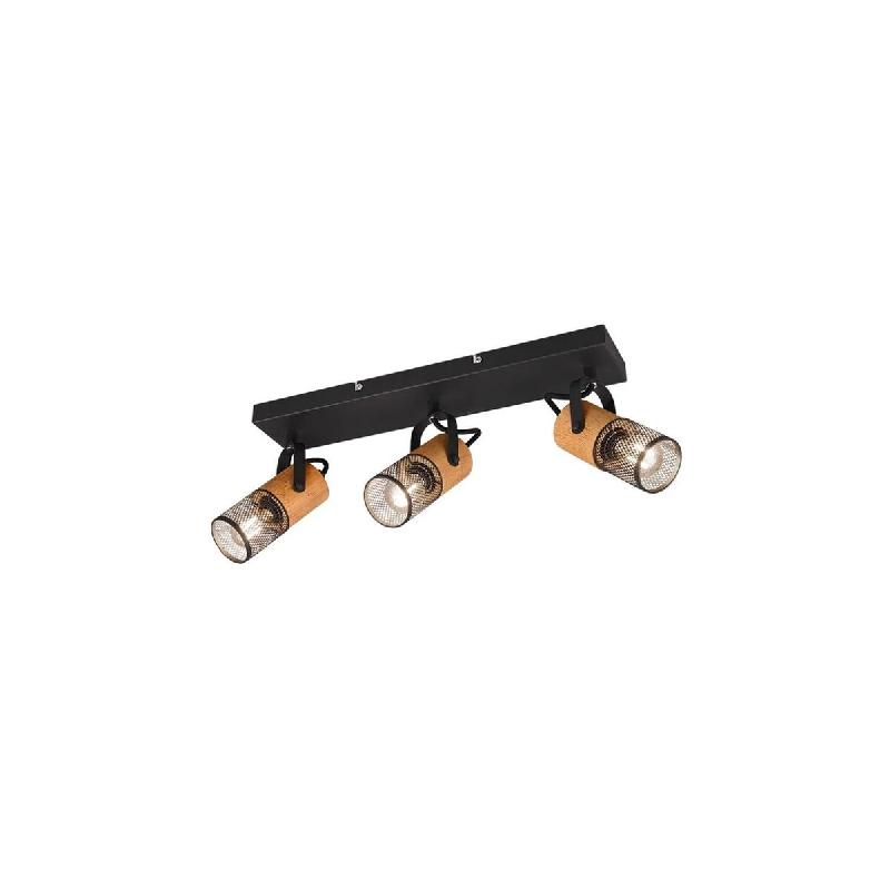 Spot 3xE14, 40 W Max, métal noir mat et bois - Trio - Tosh 3 - noir métal 4017807467666_0
