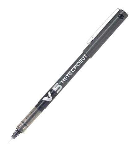 LOT DE 2 - STYLO ROLLER PILOT HI-TECPOINT V5 À CAPUCHON POINTE 0,5 MM - ÉCRITURE FINE NOIR