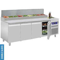 Table frigorifique ventilée 4 portes GN 1/1 - DTS-10/EL - Structure réfrigérée en inox avec régulateur électronique et glissières anti-basculantes_0