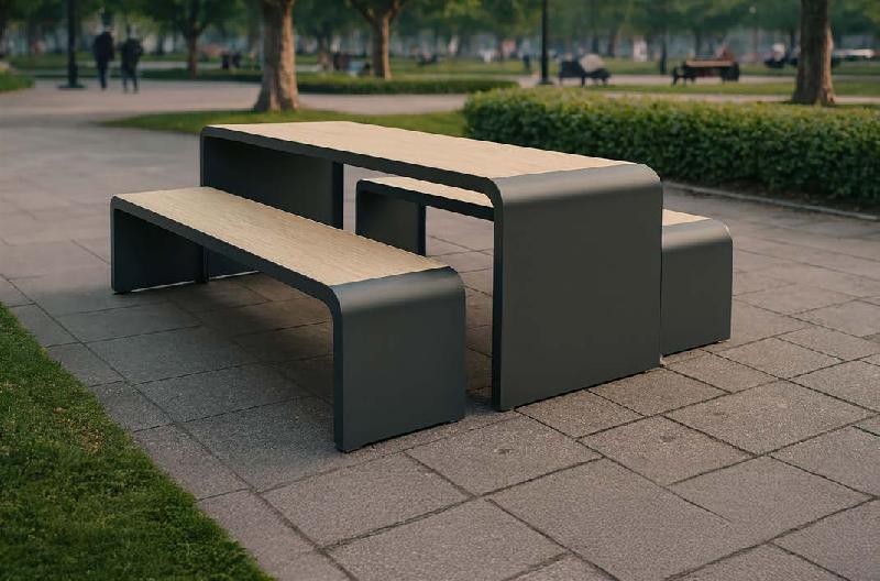 Table Pique Nique New York Métal/Compact HPL Lames_0