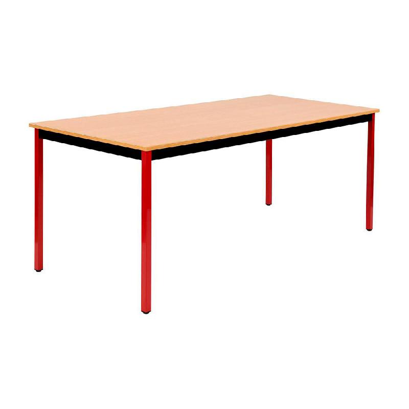 TABLE POLYVALENTE RECTANGLE - L. 180 X P. 80 CM - PLATEAU HETRE - PIEDS ROUGES