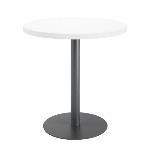 TABLE RONDE EXCELLENS 80 CM PLATEAU BLANC PIÈTEMENT COLONNE MÉTAL ANTHRACITE