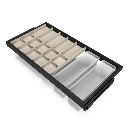 TIROIR ORGANISEUR AVEC COULISSES HACK - LARGEUR 900 MM - GRIS ET NOIR EMUCA