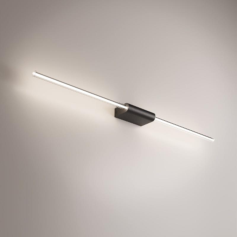 Zafferano Brilliant Applique Ou Plafonnier À Led, Design Linéaire En Aluminium Peint En Noir, Diffuseur Cylindrique 360°, Dimmable 9W, 87,2 Cm - no_0