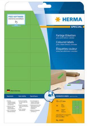 Étiquettes couleur, a4, 70 x 37 mm, vertes, amovibles - 4469_0