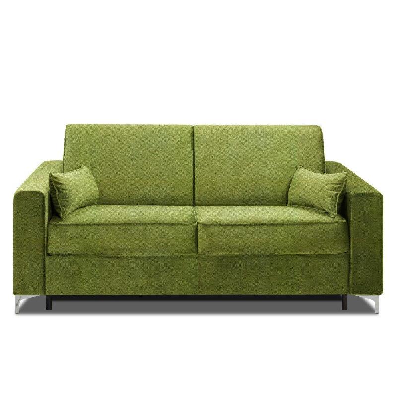 CANAPÉ CONVERTIBLE EXPRESS JACKSON 140CM SOMMIER LATTES VELOURS  VERT MATELAS 16 CM_0