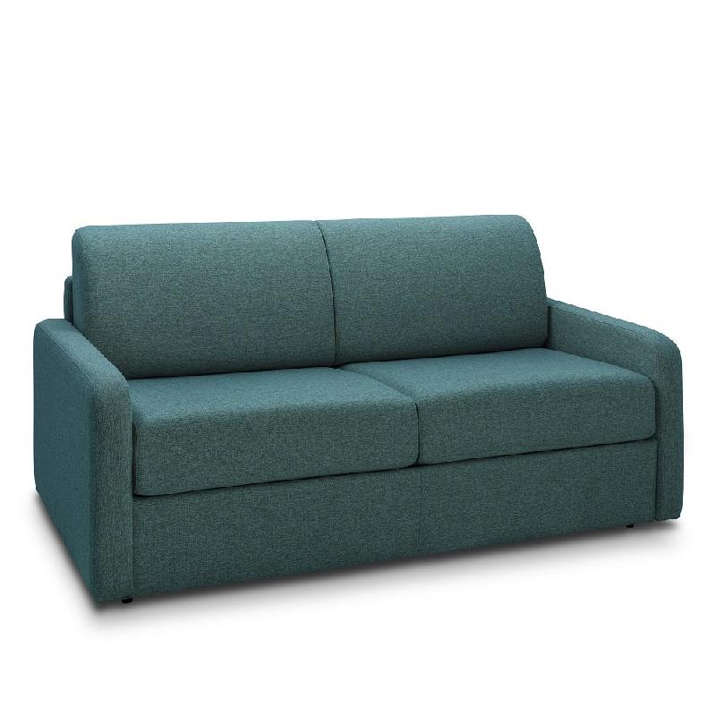 CANAPÉ CONVERTIBLE EXPRESS MAC MAHON SOMMIER LATTES 120CM MATELAS 16CM TISSU TWEED BLEU LAGON_0