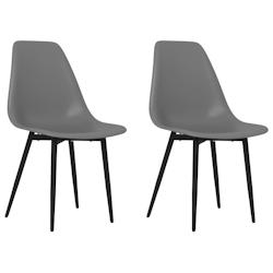 Décoshop26 - Set de 2 chaises de salle à manger dossier incurvé en PP gris DEC025533 - gris 3000255298747_0