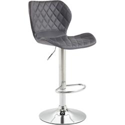 Décoshop26 - Tabouret de bar x1 avec coutures décoratives en forme de losanges en PVC gris et métal chromé 10_0004646 - gris 3000252210995_0