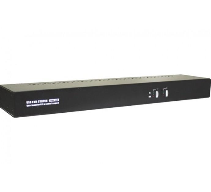 Dexlan switch KVM quatre écrans DVI-I/USB/Audio - 2 ports + câbles inclus - Réf. 63024_0