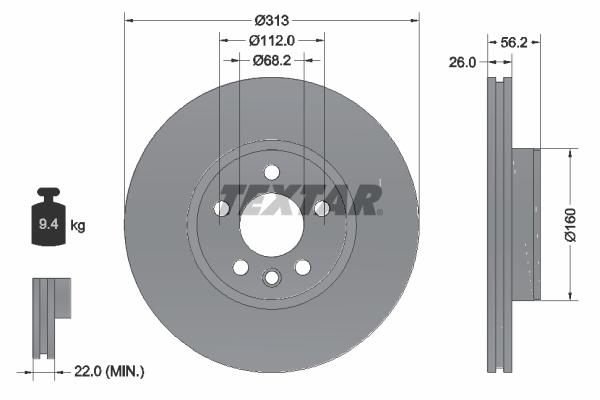 Disque de frein Textar 92109903 - ventilé de l'intérieur, boîte de 1 disque_0