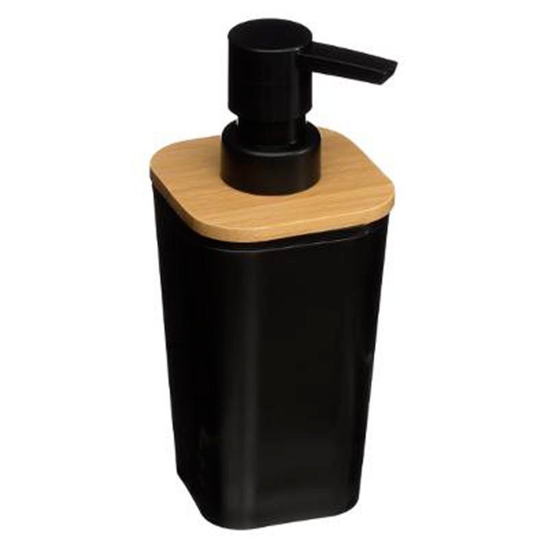 Distributeur de savon Natureo 17cm noir - Paris Prix - Pratique & Déco en polystyrène et bambou_0
